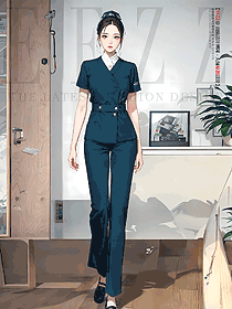 水療按摩會所服務生工作服手繪定制設計圖