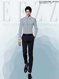 職場(chǎng)灰色修身款長(zhǎng)袖襯衫制服設(shè)計(jì)圖