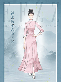 原創(chuàng)手繪定制設(shè)計現(xiàn)代大圓襟女士旗袍案例