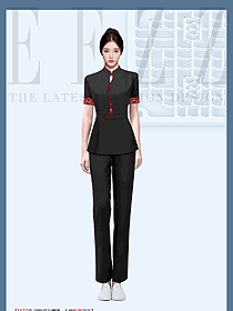 度假酒店服務(wù)員職業(yè)工裝夏季女款短袖服裝定制