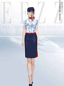 集團企業接待人員制服女青花襯衫工裝職業套裝襯衣定制設計