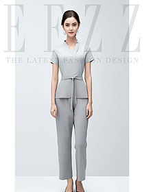 美容院足浴足療技師工作服V領短袖服裝定制款