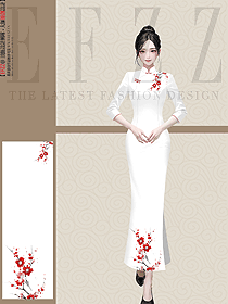 酒店咨客制服夏季民族風改良旗袍女中長款定制設計圖