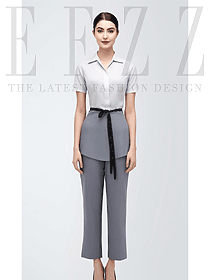 白色襯衫款系帶高級(jí)感水療美容師工裝定制設(shè)計(jì)圖