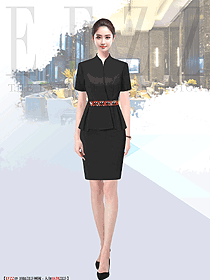 中式高檔酒店女職員夏季服裝定制設計圖