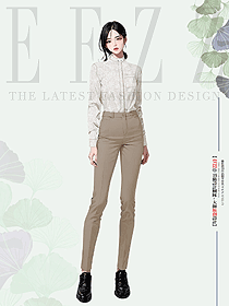 高腰職業(yè)西裝褲女裝立領(lǐng)長袖襯衫款設(shè)計(jì)圖