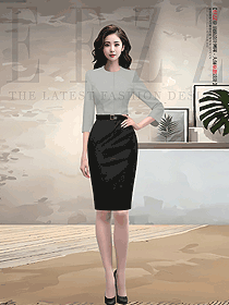 水療會所職業套裝女夏季大堂客服工作服定制設計圖