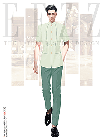 星級酒店賓館大堂服務(wù)生短袖制服設(shè)計(jì)圖