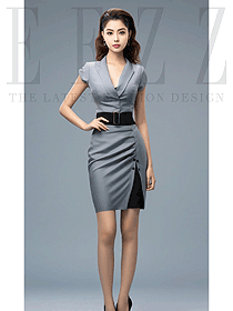 灰色收腰西裝連衣裙高級感女裝裙子OL女裝
