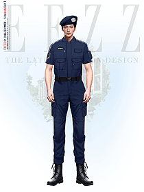 藏藍色短袖上衣保安服夏季上班物業(yè)門衛(wèi)短袖執(zhí)勤服原創(chuàng)圖