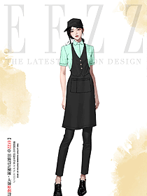 烘焙蛋糕店中長(zhǎng)款防水防污圍裙工作服定制設(shè)計(jì)圖