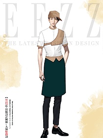 烘焙奶茶蛋糕店高檔立領撞色襯衫工作服原創設計圖