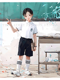 兒童白色短袖polo衫兒童畢業班服定制圖