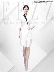 夏季新款職業裝白色連衣裙修身工作服手繪設計圖