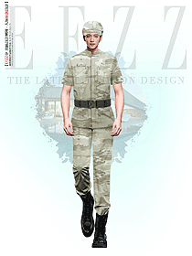 戶外保安短袖沙漠迷彩服套裝制服手繪設計圖