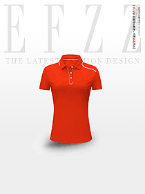 企業polo衫女款紅色翻領T恤工裝