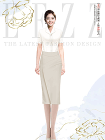 白色翻領OL女襯衫職業通勤包臀裙女高腰款設計圖