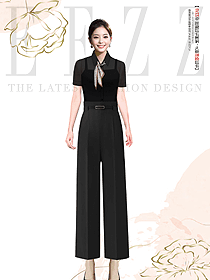 黑色系高腰職業(yè)西裝褲女裝短袖襯衫款設(shè)計(jì)圖