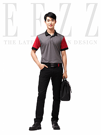 4s店汽車維修工裝修車服紅灰撞色款制服