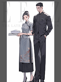 秋冬酒店餐飲男女服務員長袖工裝訂制設計案例