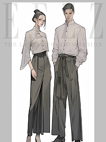  港式茶餐廳工作服長袖襯衫褲裝定制設計