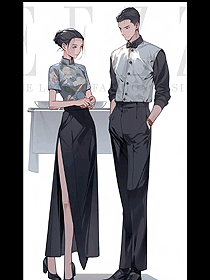 星級酒店餐廳服務(wù)員旗袍禮服定制中式國風服裝