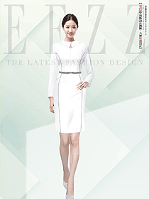 白色演講OL職業正裝連衣裙定制設計圖