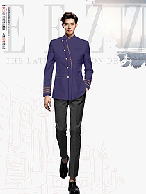酒店迎賓門童行李員立領(lǐng)偏襟門童制服設(shè)計(jì)圖