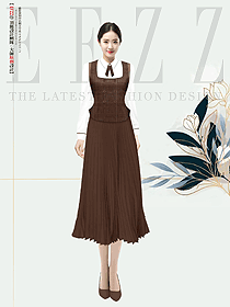 春秋款職業套裝女教師面試馬甲連衣裙套裝設計圖