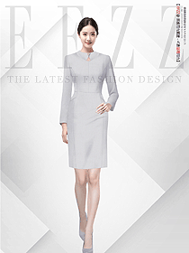 淺灰色圓領職業女裝正裝高級感工作服套裙定制設計圖