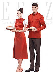 海南海鮮酒樓餐廳服務員男女中式制服設計圖