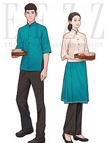 高檔飯店海鮮酒樓餐廳員工制服套裝定制