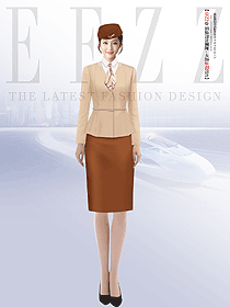 高鐵乘務(wù)員制服前臺(tái)客服接待V領(lǐng)工作服定制