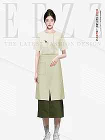 日式居酒屋迎賓服日料壽司店服務員青檬色長衫制服定制設計圖