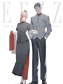 新中式茶館糕點火鍋餐飲服務員工作服深灰色立領制服