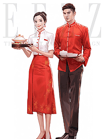 中式餐廳飯店茶樓迎賓唐裝款員工制服