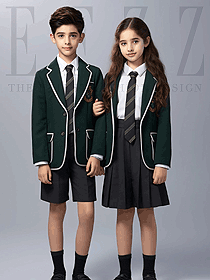 英倫學院風墨綠色西裝校服套裝中小學生秋冬新款