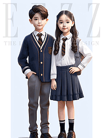 小學生毛衣開衫班服春秋季幼兒藍色校服手繪圖片