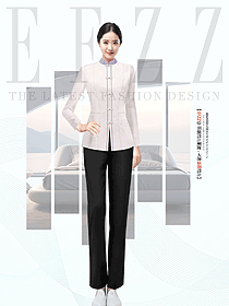 原創設計中式酒店客房服務員盤扣制服套裝設計圖