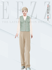 餐飲工作服長袖奶茶咖啡店長袖體恤馬夾定制款