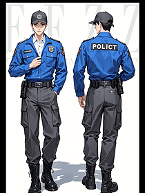 新式藍色保安服春秋套裝男女形象崗禮儀服工作服