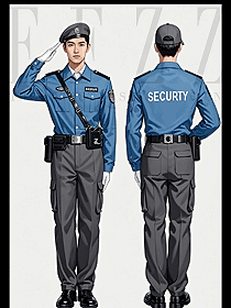 長袖襯衫夾克物業普蘭色翻領形象崗制服套裝