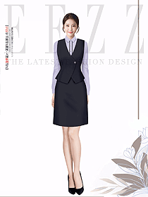 煙紫色馬夾襯衫二件套通勤正裝女性工作服定制款