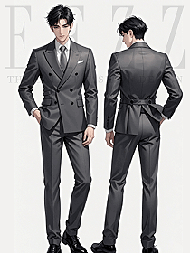 雙排扣戧駁領西裝型男職場套裝手繪圖