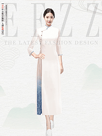 新中式唐裝中國風高端茶藝上衣套裝手繪設計圖