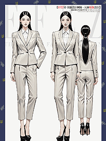職業通勤時尚一粒扣兩件套裝女士小西裝手繪設計圖