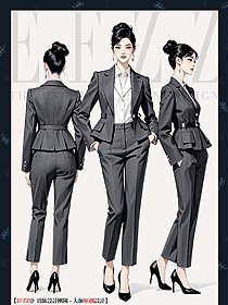 時尚正裝氣質女神范深灰色一?？凼昭殬I西服套裝