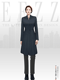 冬季新款時尚氣質收腰長款純色毛呢職業(yè)女裝外套設計圖