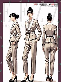 時尚職業套裝氣質御姐風西服外套手繪設計圖