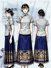 漢服秋冬四季織金馬面裙中國風明制手繪圖